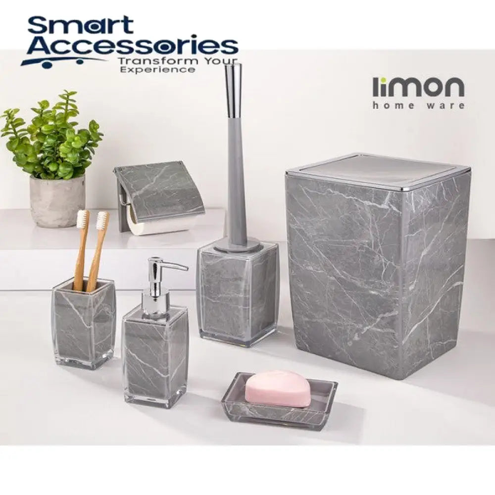Imon 6 Pcs Classic Marble Design Bathroom Set (Premium Quality)