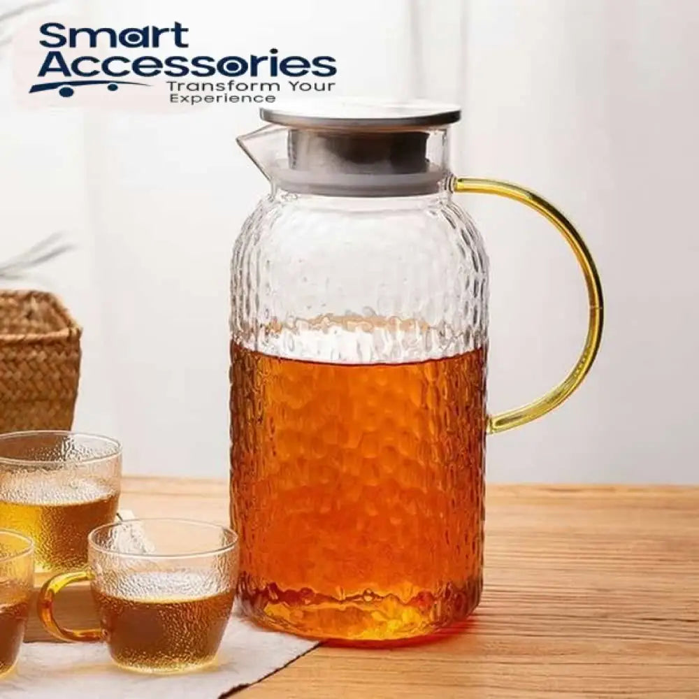 Intricate Glass Pitcher With Steel Lid