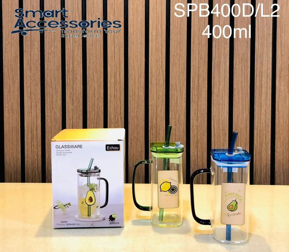 Juice Glass Lid With Straw |400/L2 | Fancy 2 Pcs Set