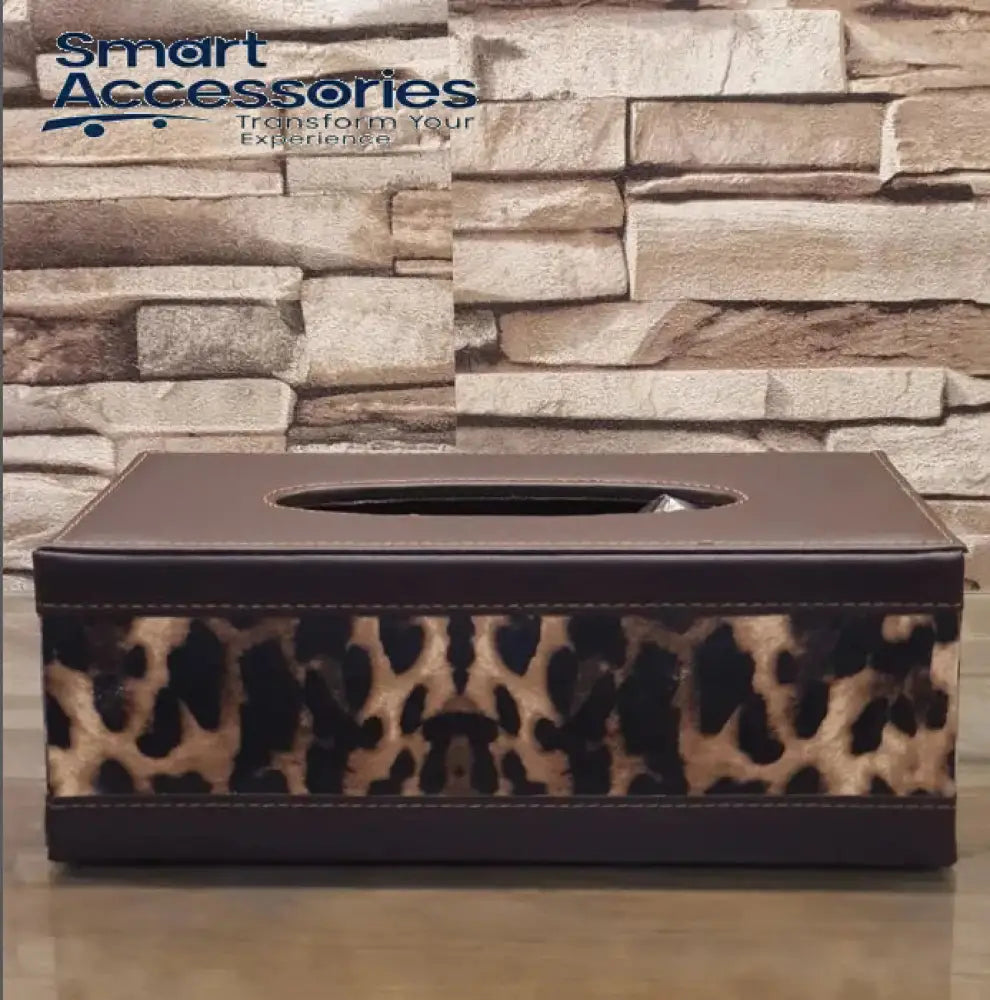 Leather Tissue Box Tiger Print