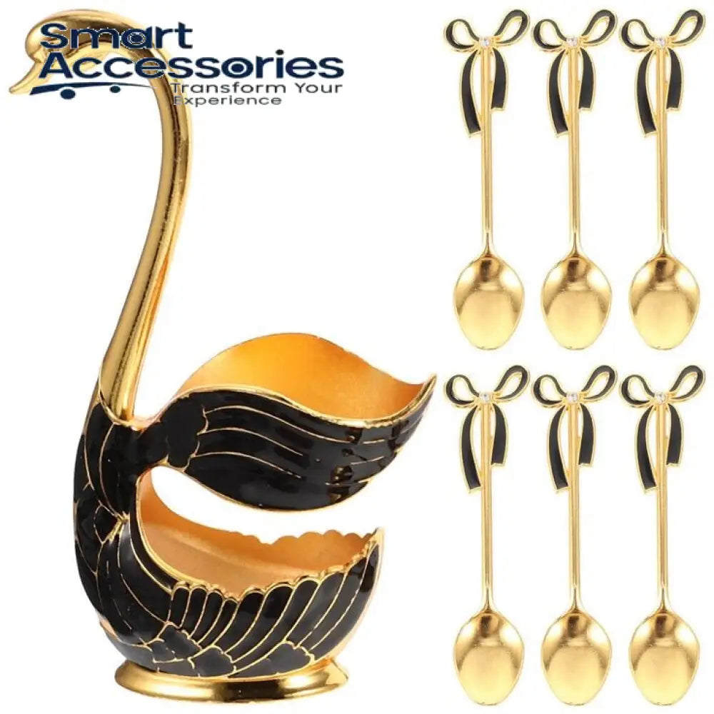 Luxury Swan Spoon Set Black