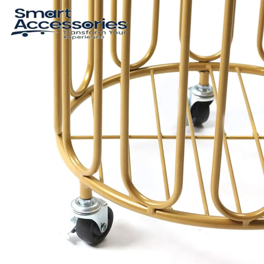 Modern Round Metal Laundry Basket With Wheels