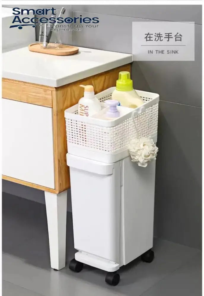 Moveable Kitchen Trolley With Garbage Bin