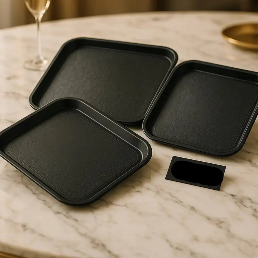Premium Black Serving Trays Set – Non-Slip, Durable & Multipurpose Food Trays