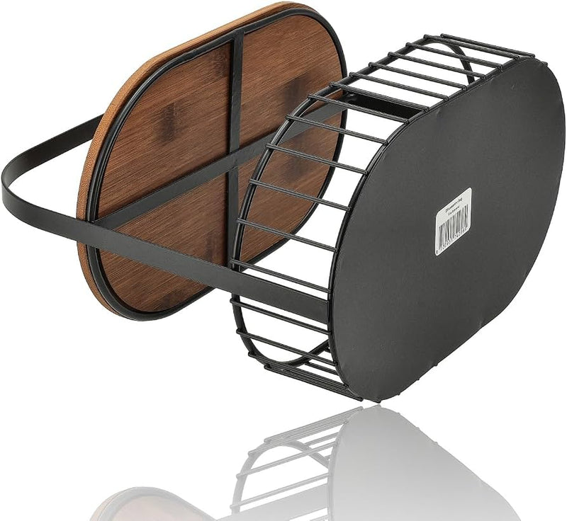 2 Tier Kitchen Storage Basket With Wooden Tray