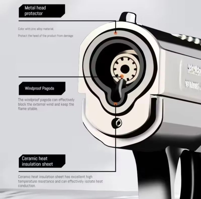 Refill Mini Pistol Lighter Keychain
