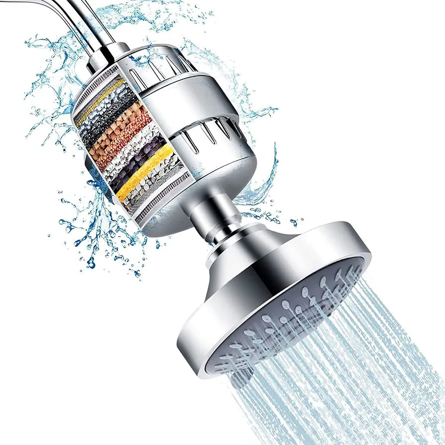Aqua Hard Water Filter & Shower Head Combination Designed To Protect Skin & Hair
