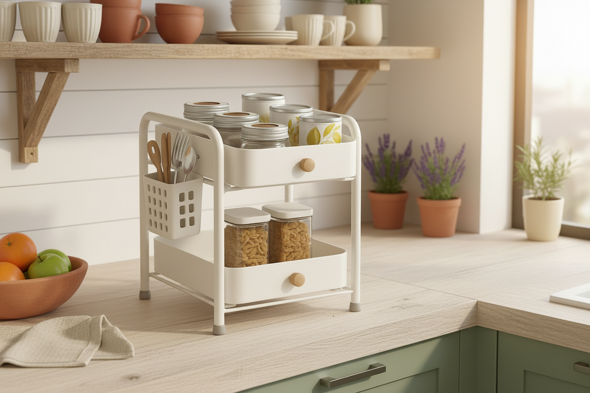 Luxurious Binca Two-Tier Kitchen Countertop Organizer Rack
