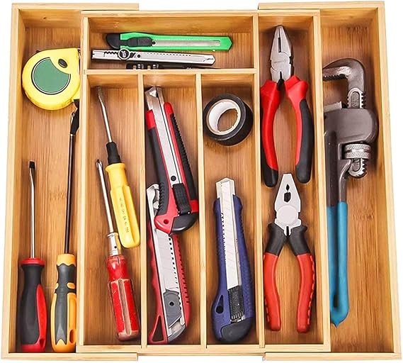 Adjustable Luxury Wooden bamboo Cutlery Organizer