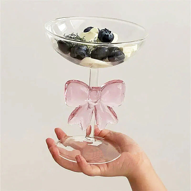 Pink Bow Dessert And Cocktail Glass.