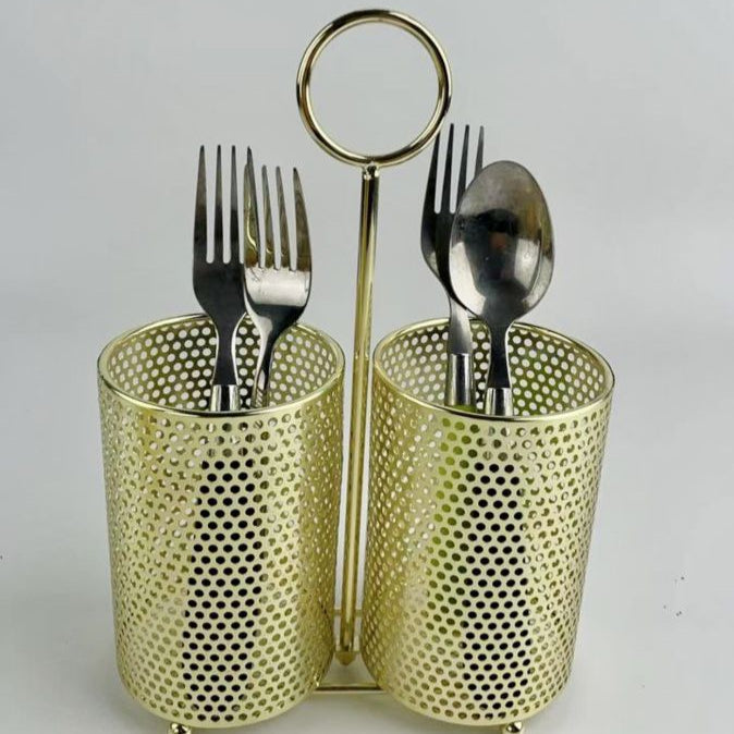 2 Section Golden Cutlery Holder