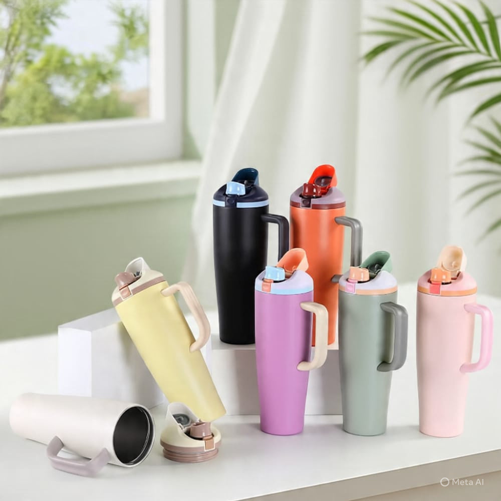 Vacuum Insulated Tumbler with Handle Double-Wall Thermal Cup 40oz/1200ml