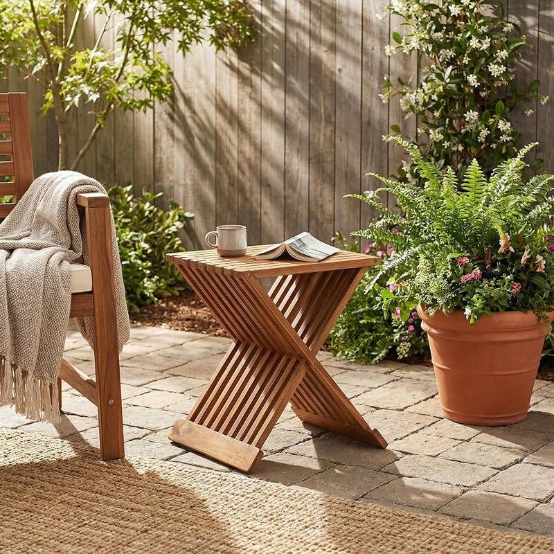Bamboo Wood X Frame Folding Stool