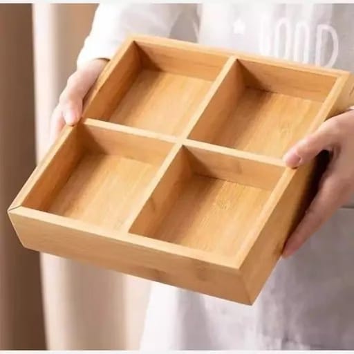 Elegant 4 Portion Wooden Serving Tray
