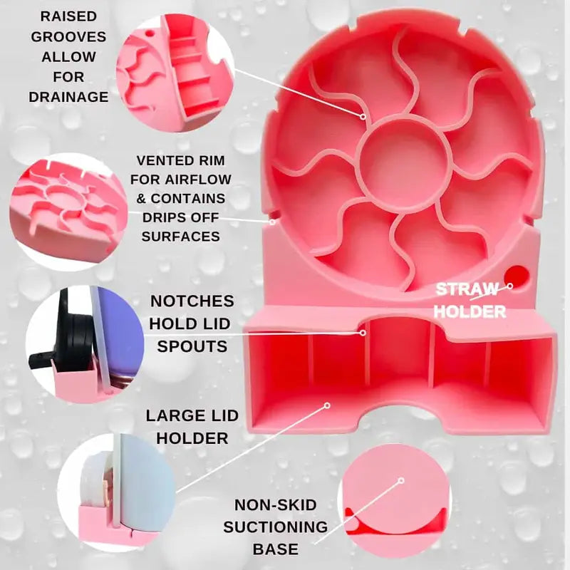 2In1 Silicone Tumbler Drying Rack with Lid and Straw Holder