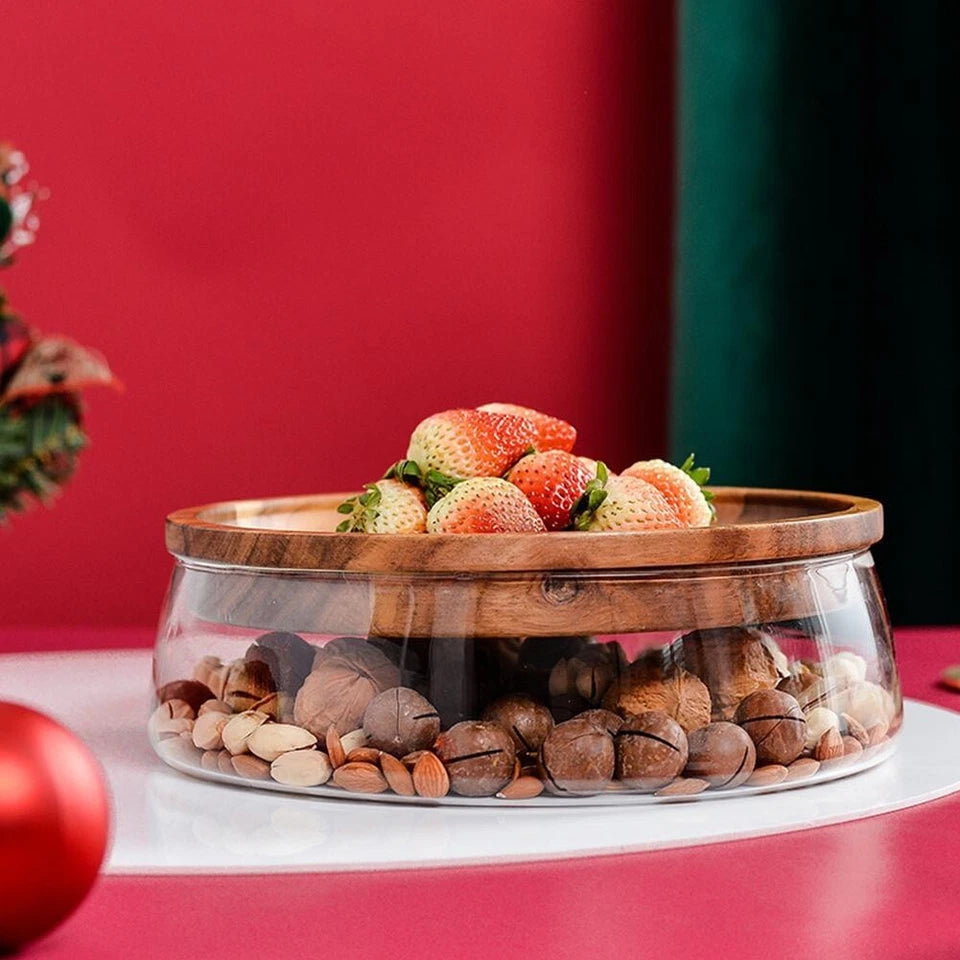 Glass Dry Fruits Storage Jar Cereals Jar Nordic Style Cindy Jars With Wooden Lid