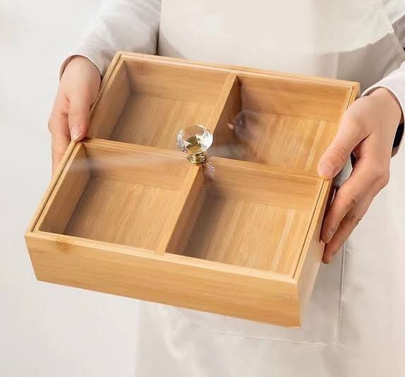 Elegant 4 Portion Wooden Serving Tray