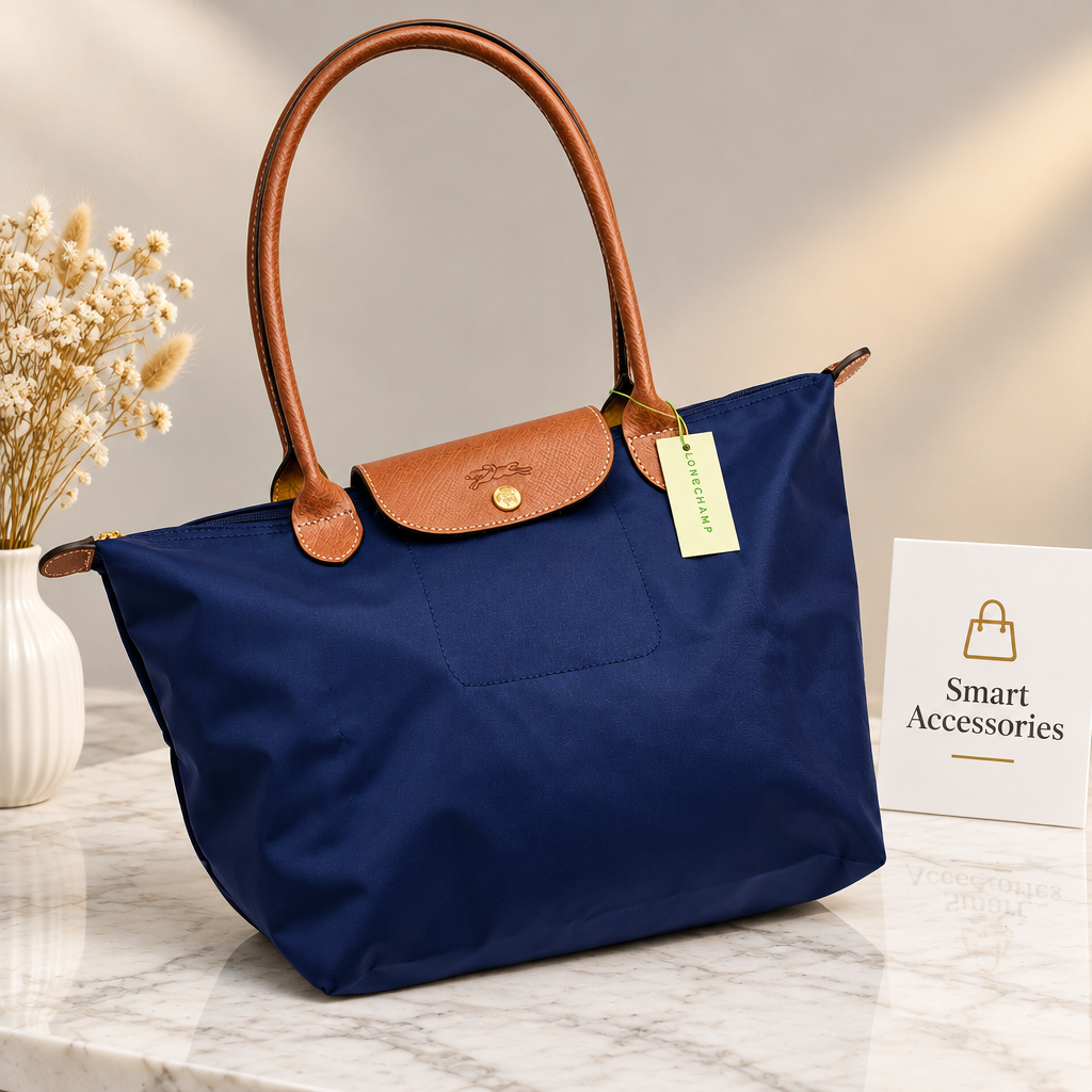 Nylon Tote Bag With Leather Handle, Light Weight Good Quality
