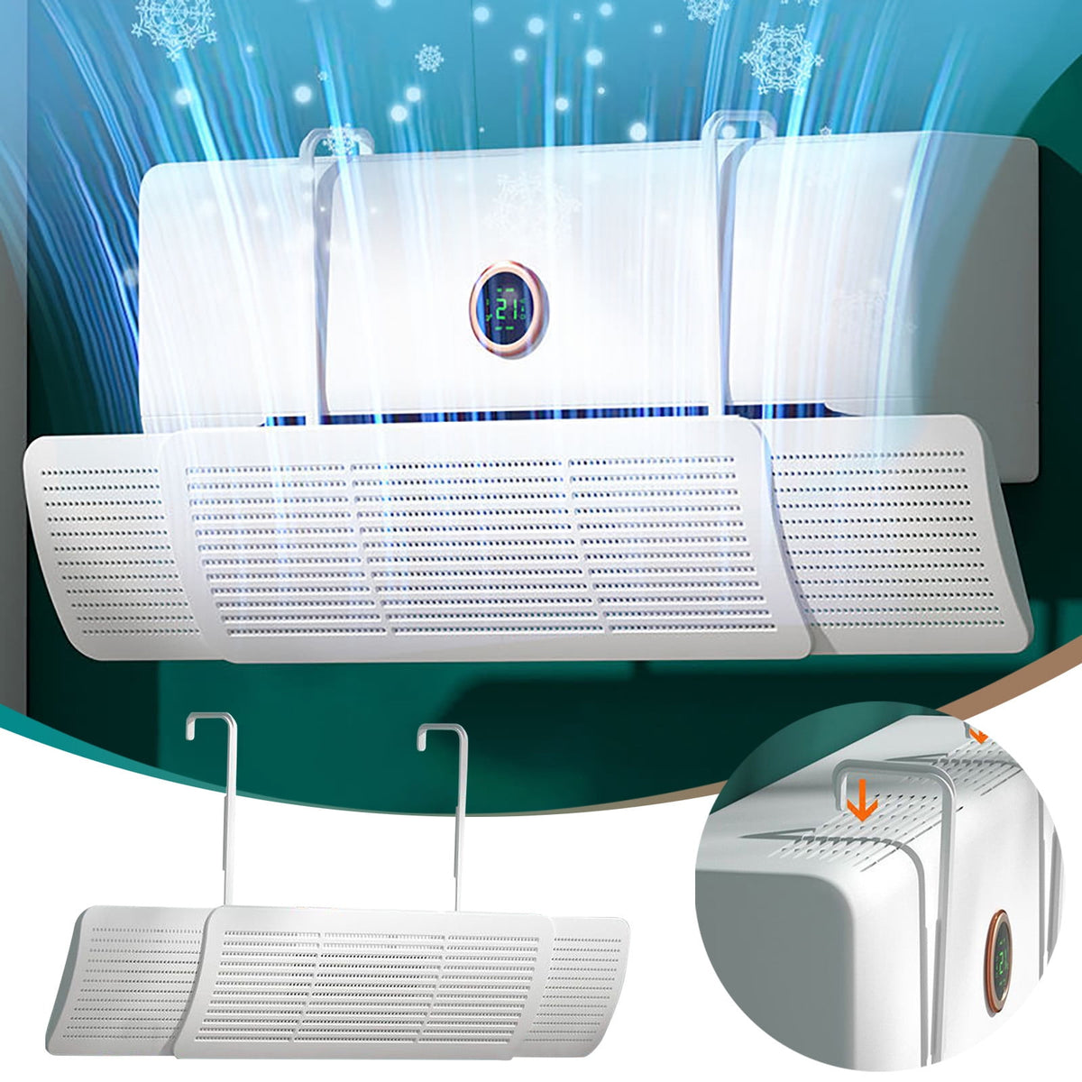 Split AC Air Deflector, universally Adjustable to Accommodate All AC sizes.