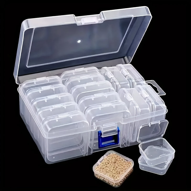 Large Capacity Jewelry Box with 24 Compartments – Clear Organizer with Mini Containers & Labels
