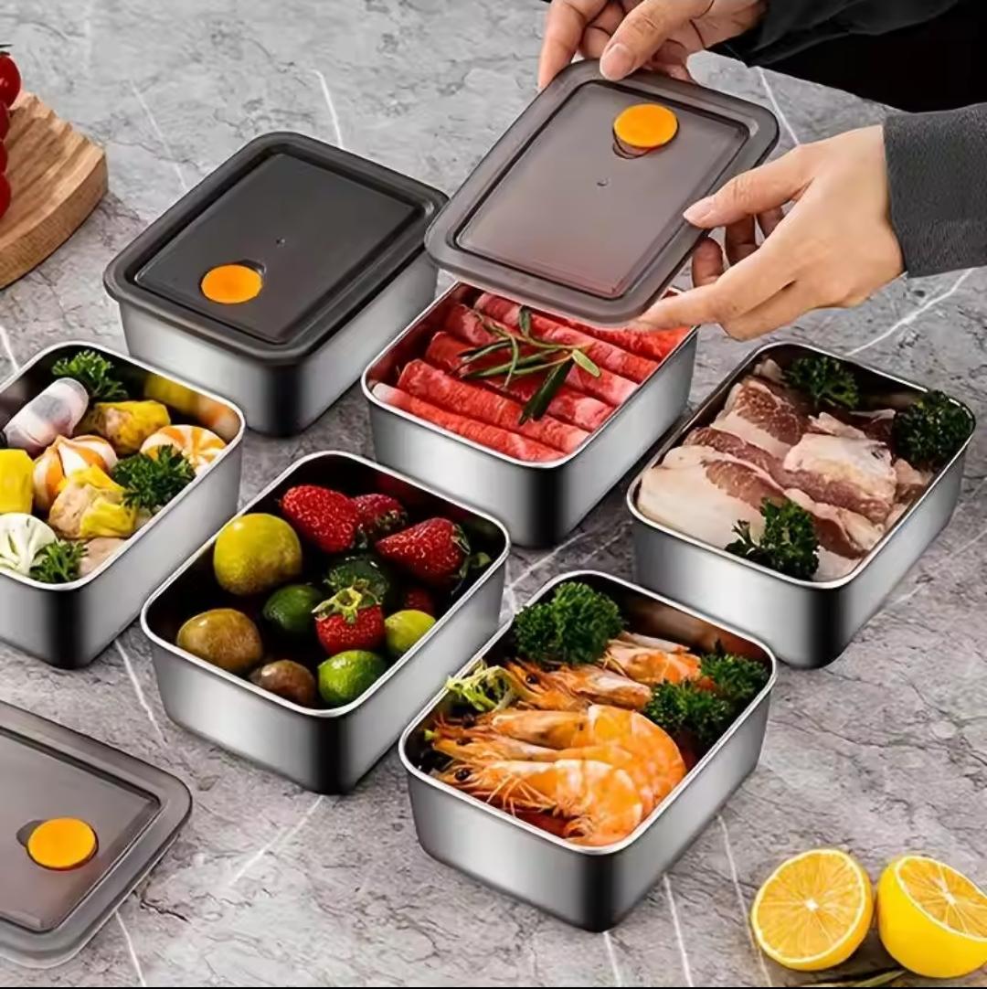 Stainless Steel Airtight Food Storage Container Set (Pack Of 3)