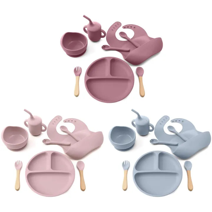 Silicone 8In1 Baby Tableware Feeding Set