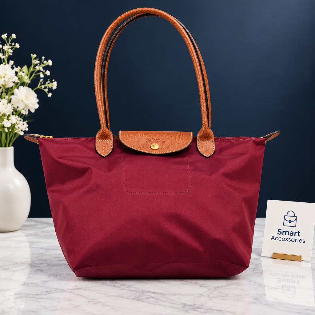 Nylon Tote Bag With Leather Handle, Light Weight Good Quality