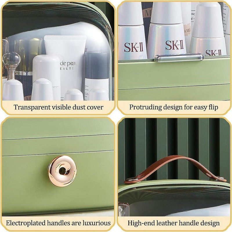 large-Capacity, Waterproof & Dustproof Makeup Organizer With Clear Lid & Drawer