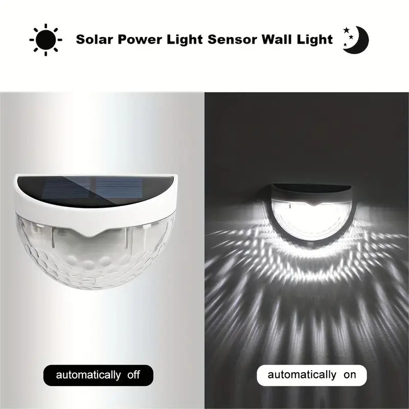 Solar Fence Post Light Semi-Circle LED Waterproof Powered Wall Lights Outdoor (Pack Of 4)
