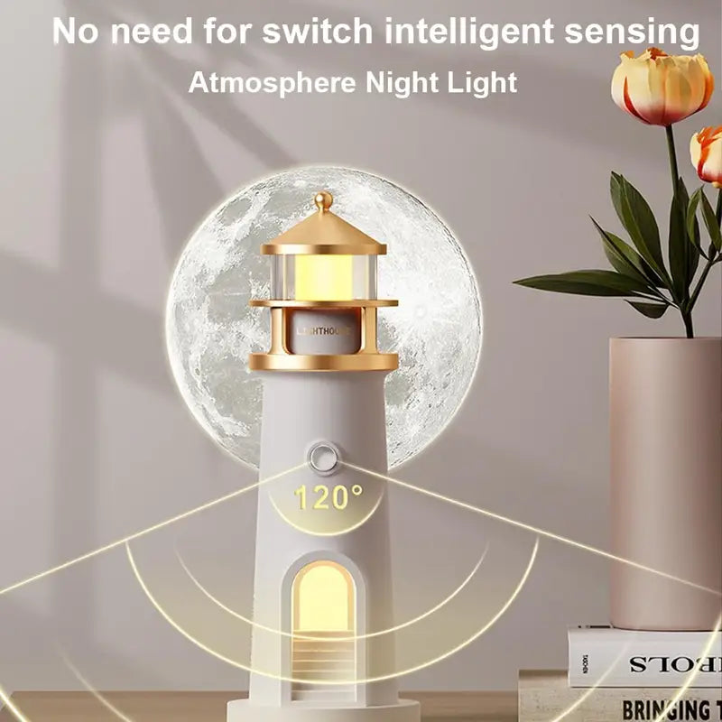 Lighthouse Moon Projection Night Light with Remote