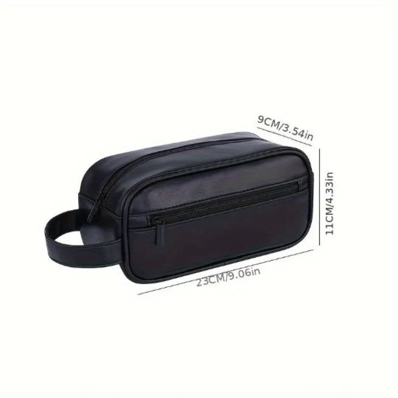 PU Leather Toiletry Bag Waterproof, Hanging Washbag for Travel, Essential Toiletries Organizer.