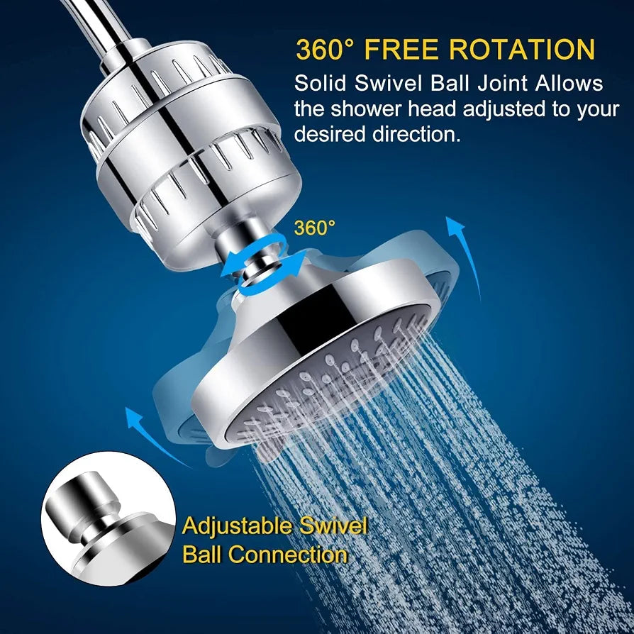 Aqua Hard Water Filter & Shower Head Combination Designed To Protect Skin & Hair