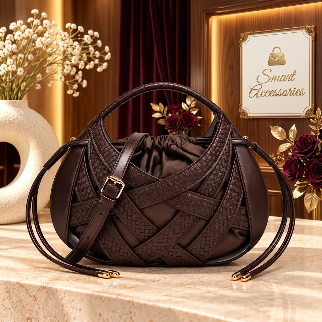 Luxe Woven Crisscross Handbag with Shoulder Strap