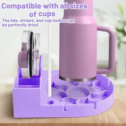 2In1 Silicone Tumbler Drying Rack with Lid and Straw Holder