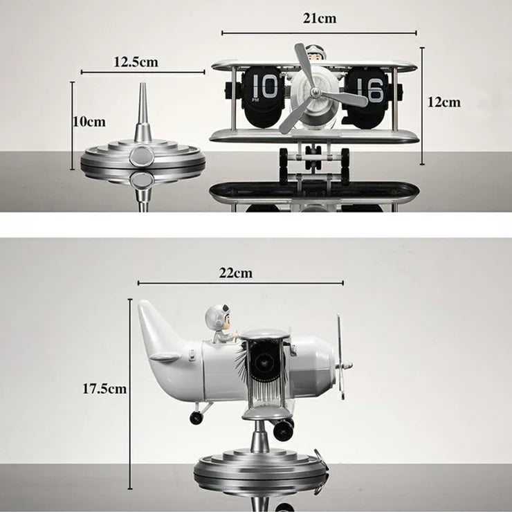 Creative Vintage Aircraft Flip Desk Clock For Office & Home
