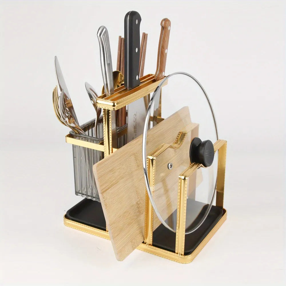 Stainless Steel Luxurious Knife and Chopsticks Rack