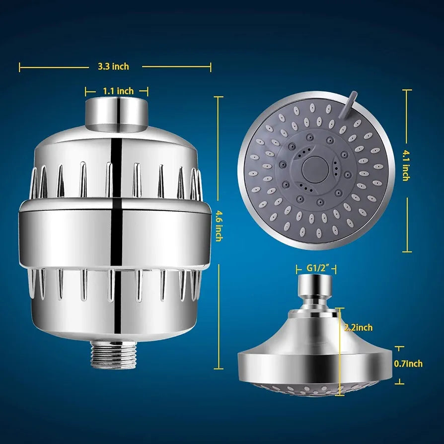 Aqua Hard Water Filter & Shower Head Combination Designed To Protect Skin & Hair