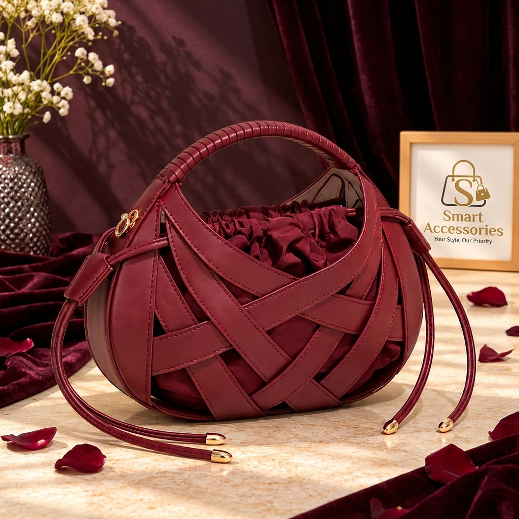 Luxe Woven Crisscross Handbag with Shoulder Strap