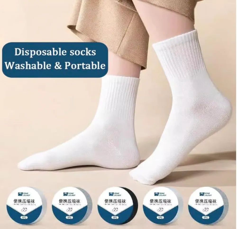 Disposable Travel Socks – Breathable, Sweat-Absorbing & Portable | Black (2 Pairs)