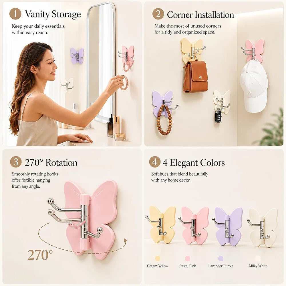 Rotating Butterfly Adhesive Wall Mounted Hook