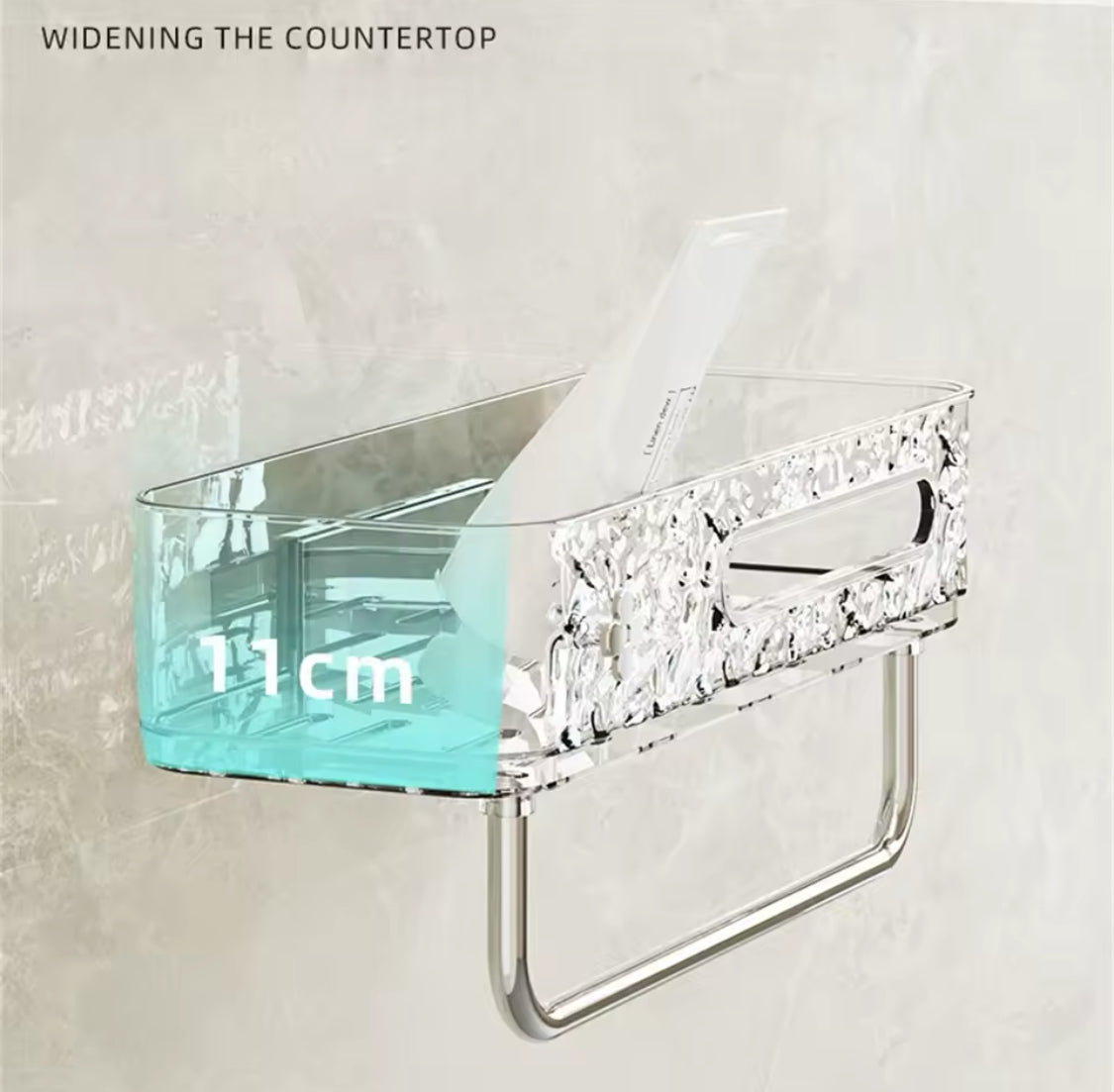 Self-Adhesive, Transparent Wall-Mounted Storage Rack