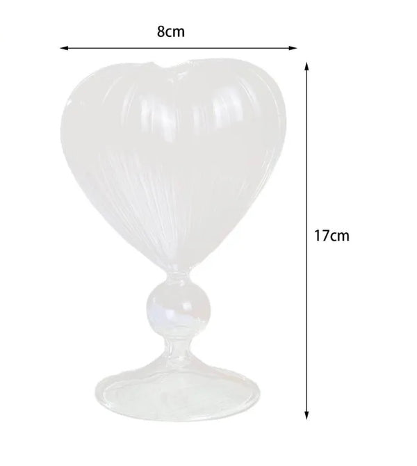 Ribbed Heart Glass Sipper with Bent Straw