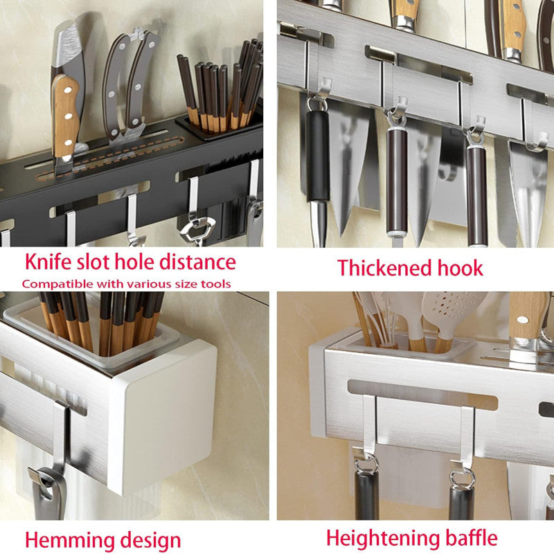 Heavy Quality Stainless Steel Wall Mounted Kitchen Storage Utensils Rack