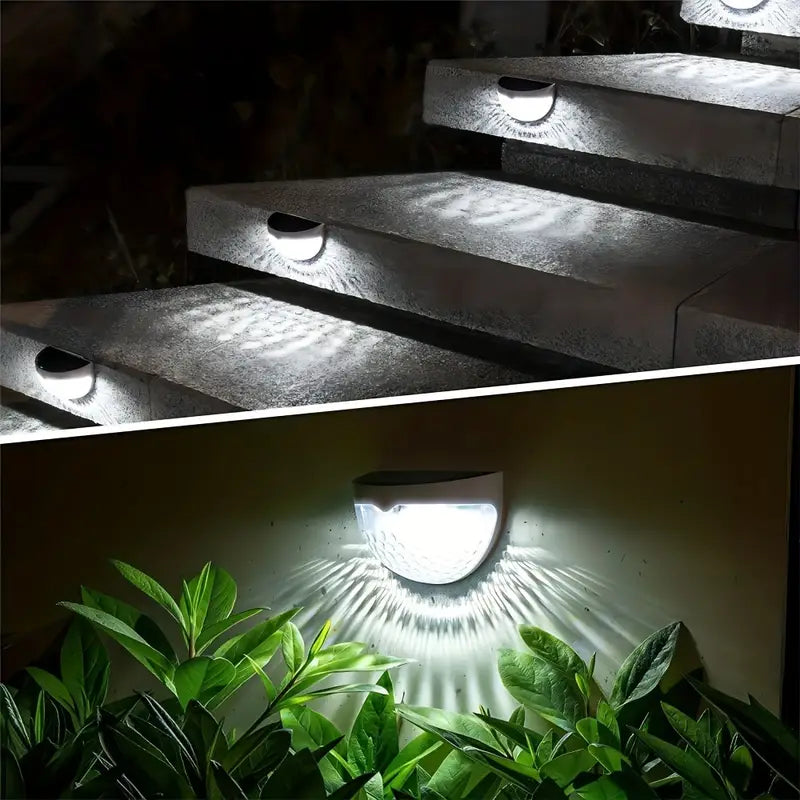 Solar Fence Post Light Semi-Circle LED Waterproof Powered Wall Lights Outdoor (Pack Of 4)
