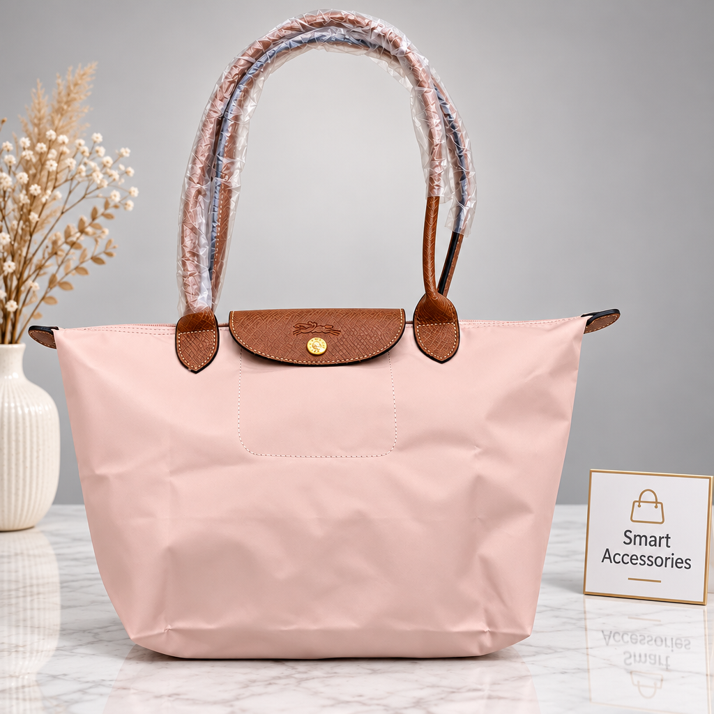 Nylon Tote Bag With Leather Handle, Light Weight Good Quality