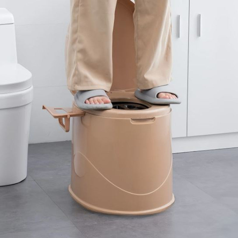 Portable Toilet with Lid with Paper Towel Holder, Travel Toilet Compact Bucket Seat