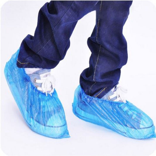 Disposable Waterproof Plastic Shoe Covers - 50 Pairs (Pack of 100 Pieces)
