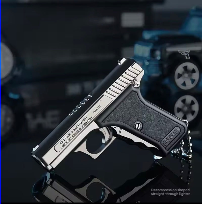 Refill Mini Pistol Lighter Keychain