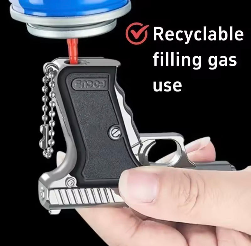 Refill Mini Pistol Lighter Keychain