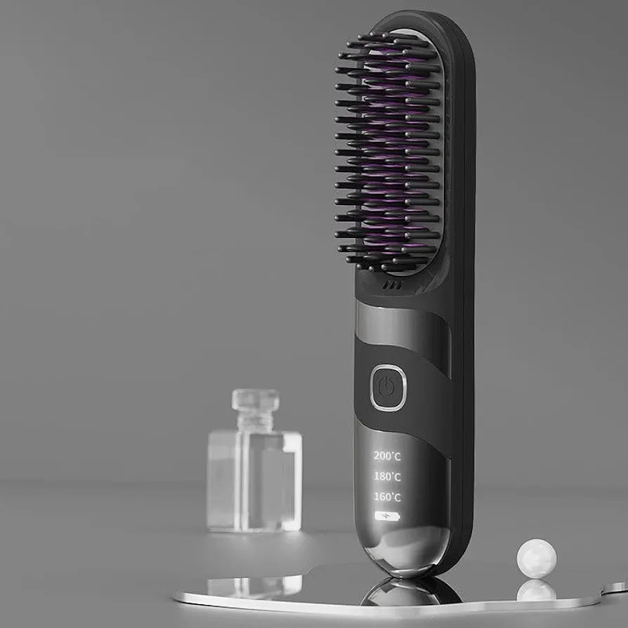 Portable Mini Electric Hair Straightener Brush